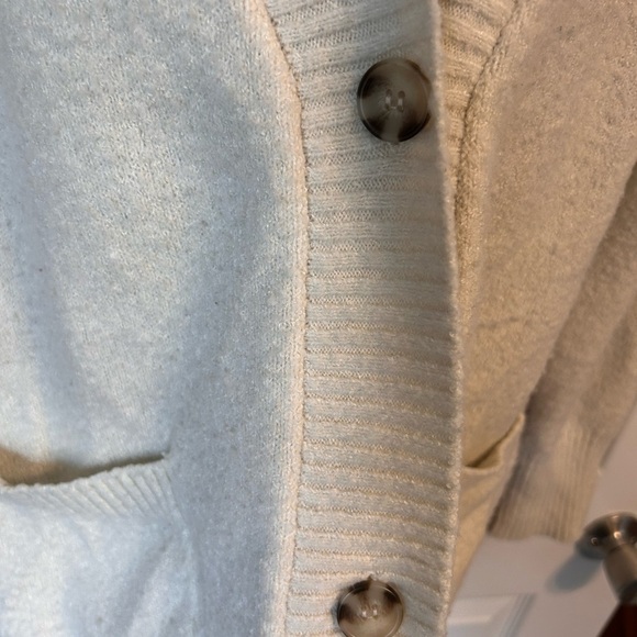Joan Vass Cozy two tone Cream Cardigan Sweater - Picture 4 of 5
